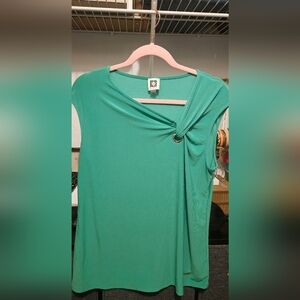 Anne Klein Green Blouse with Ring Detail